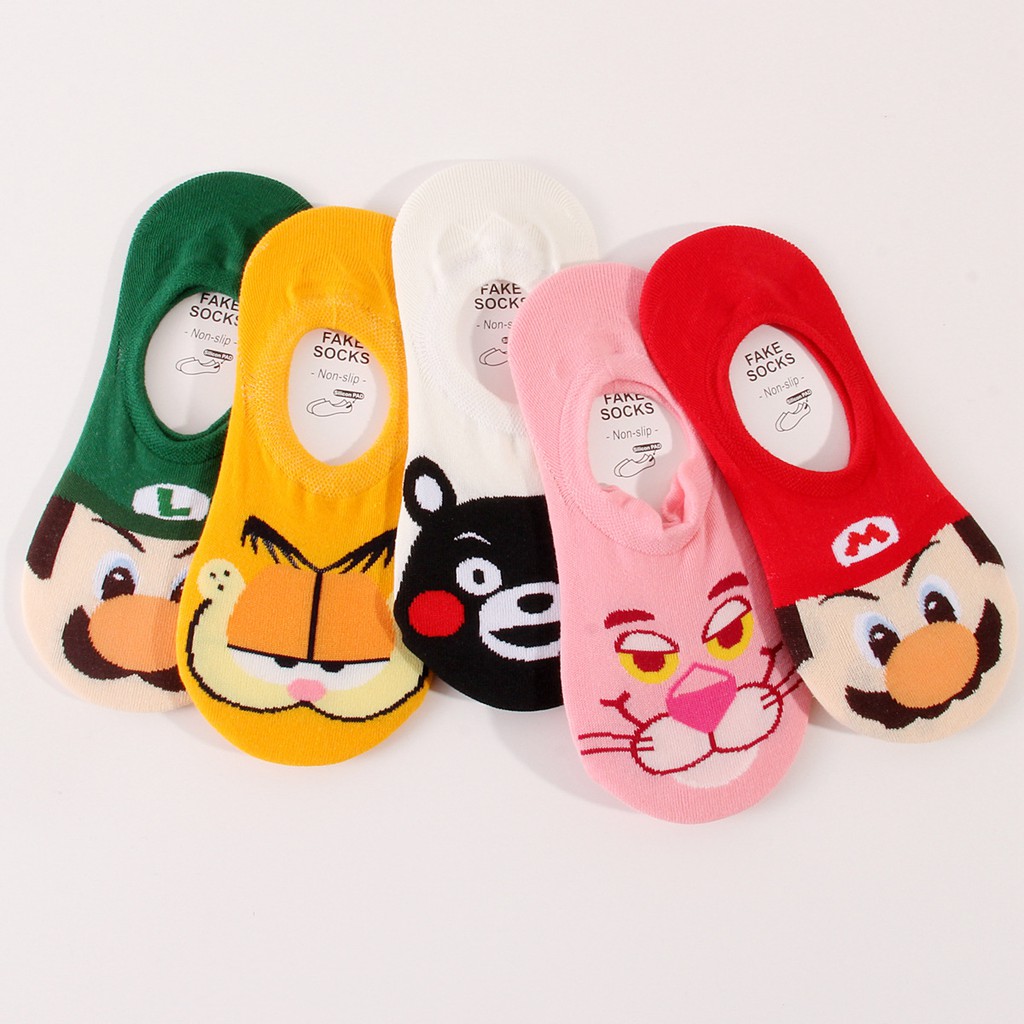 Vớ cotton có cổ ngắn in họa tiết hoạt hình dễ thương dành cho nữ