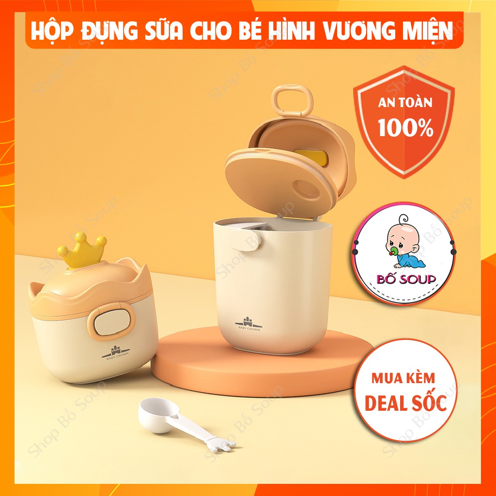 Hộp đựng sữa bột, thức ăn khô cho bé hình vương miện Shop Bố Soup