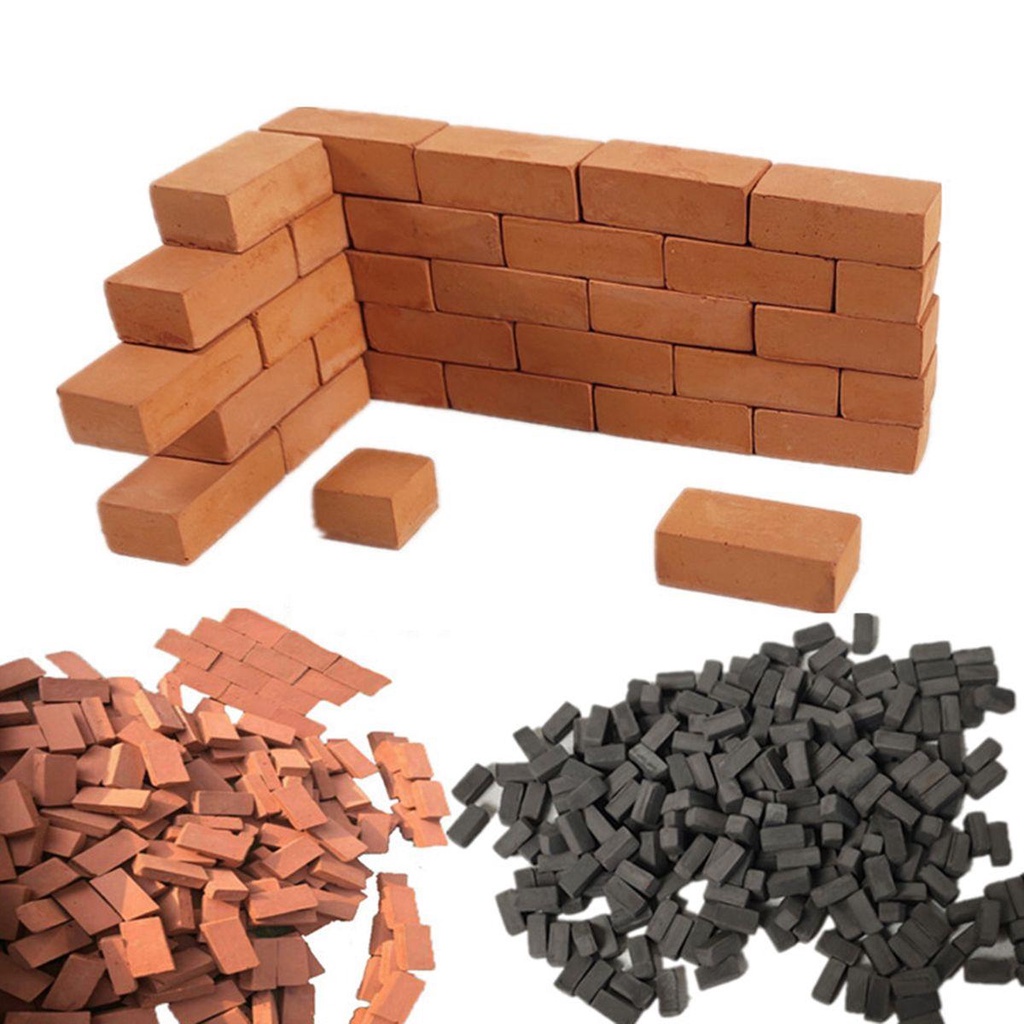 Bộ 50 Viên Gạch Đất Sét Mini Trang Trí Tiểu Cảnh