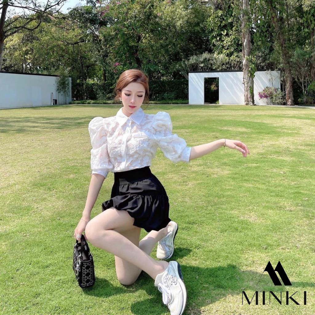 SET SƠ MI REN NƠ LƯNG + CHÂN VÁY ĐEN - CHẤT LIỆU REN VÂN NỔI CAO CẤP - [HÀNG THIẾT KẾ] | BigBuy360 - bigbuy360.vn