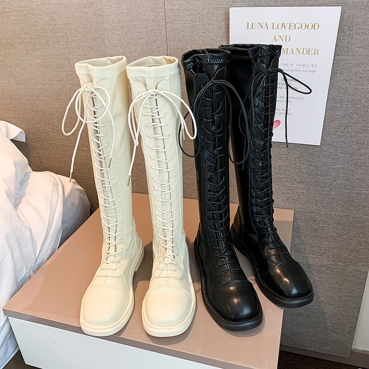 Giày bốt cổ cao thắt dây phong cách Hàn trẻ trung dành cho phái đẹp | BigBuy360 - bigbuy360.vn