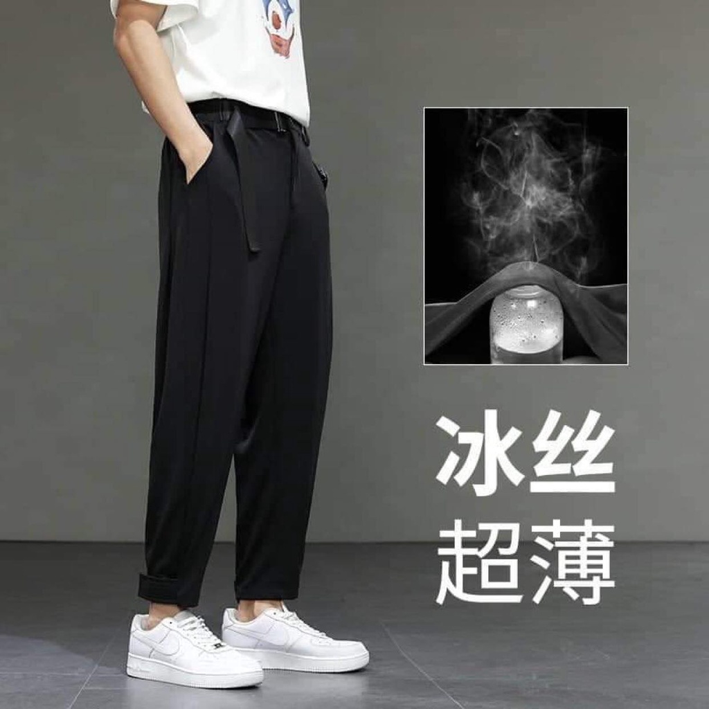 Quần jocger nam nữ vải tuyết mưa lưng chun cạp kèm đai thắt lưng