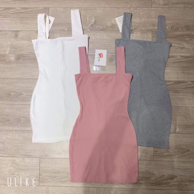Váy ôm body 2 dây bản to dáng ngắn