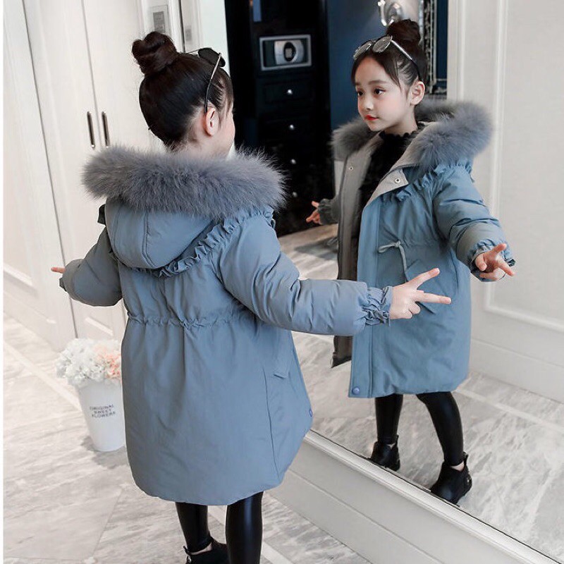 Áo Khoác Phao Dáng Dài Bé Gái 1m1-1m6 Thời Trang Baby Quảng Châu