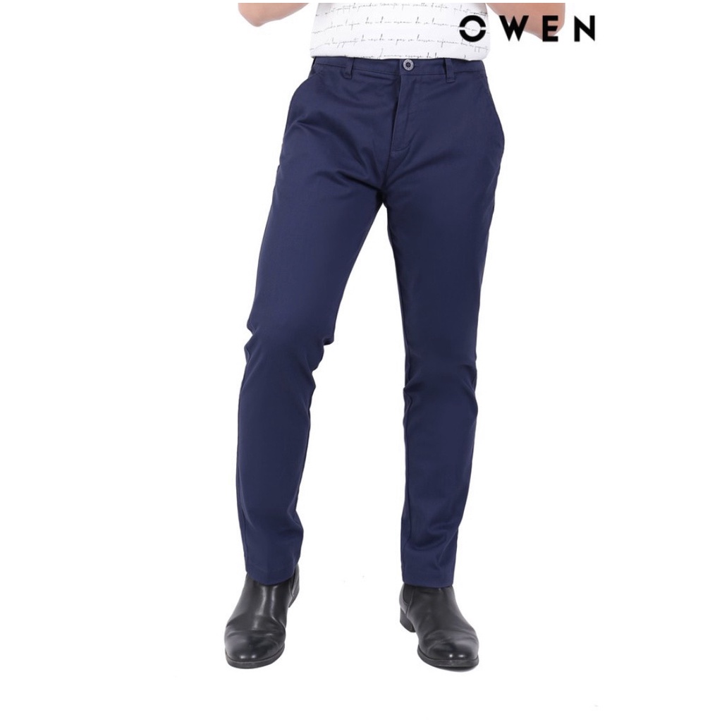 OWEN - Quần kaki nam Owen chất thô giấy mềm mại co dãn màu xanh navy 22370