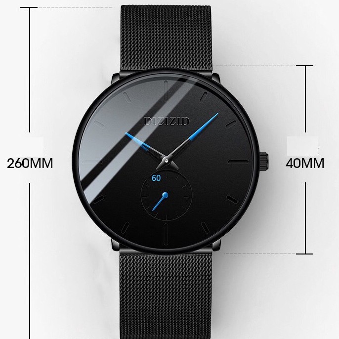 (TẶNG VÒNG TỲ HƯU MAY MẮN)Đồng hồ nam DIZIZID kim xanh chống nước mặt siêu mỏng dây thép lụa cao cấp thiết kế trẻ trung | BigBuy360 - bigbuy360.vn