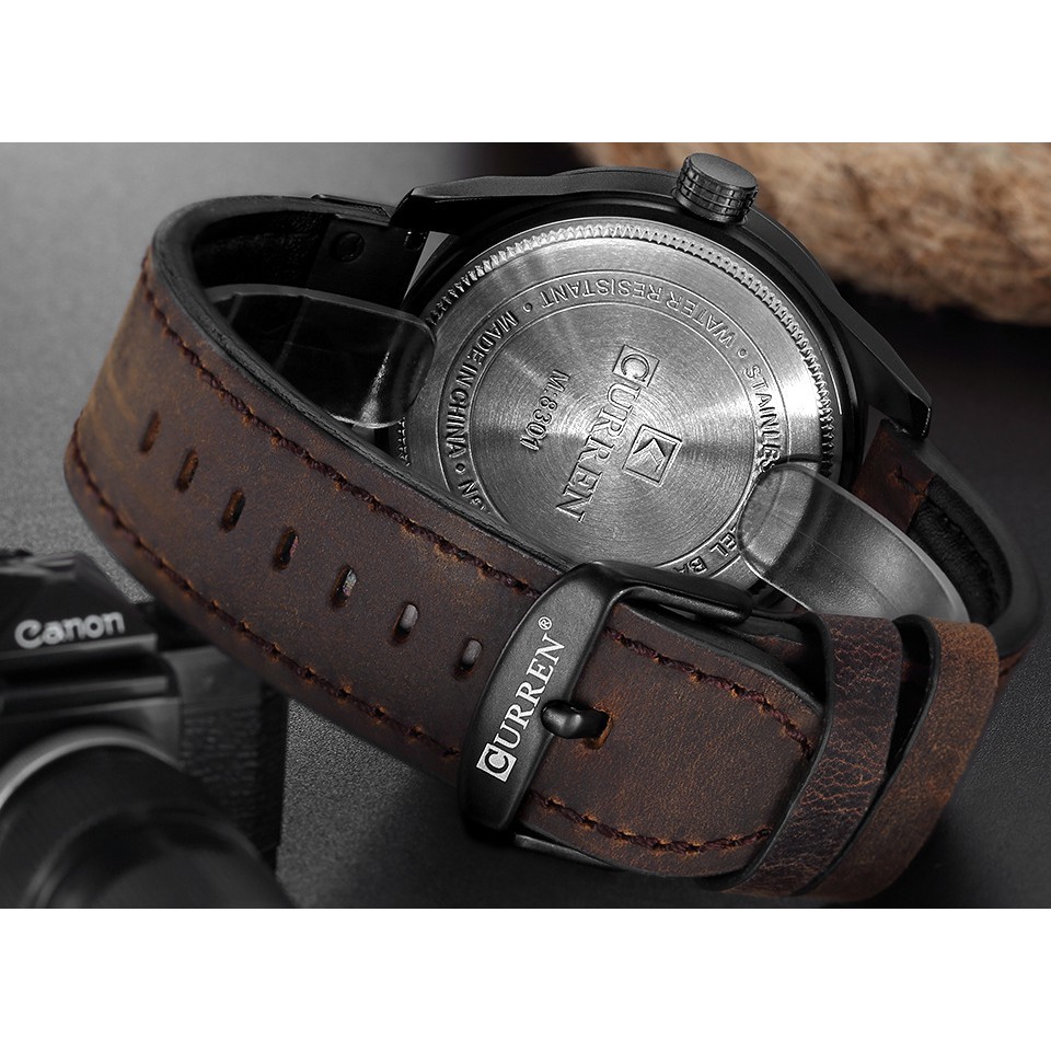 [HOT] ĐỒNG HỒ NAM CURREN 8301 DÂY DA CAO CẤP +tặng pin đồng hồ giá sốc