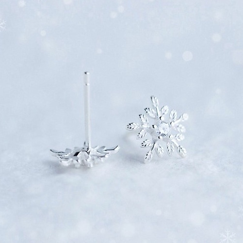 Bông tai khuyên tai nữ mạ bạc 925 cao cấp hình hoa tuyết phụ kiện trang sức bạc CINLA KT019