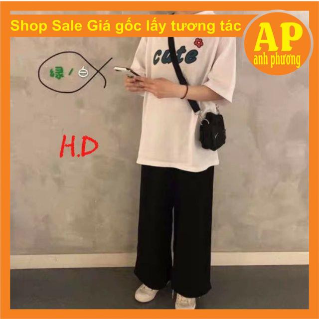 Đet áo phông cute + quần ống rộng