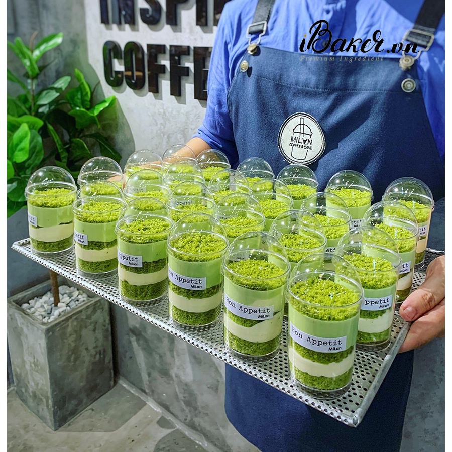 [Set 10] Ly nhựa PS hình trụ tròn có nắp cầu 6080 làm bánh mousse/ tiramisu/ pana cotta