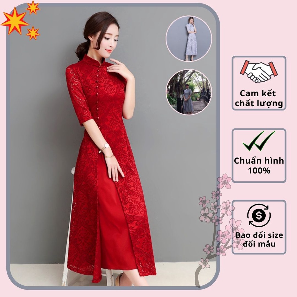 HÀNG NHẬP - ÁO DÀI CÁCH TÂN REN HOA SIÊU SANG - SX09