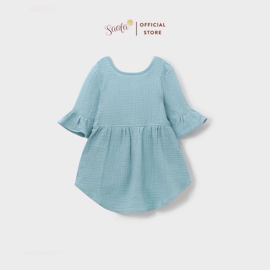 Váy Bé Gái Tay Loe Cổ Tròn Chất Liệu Muslin Thoáng Mát - TAYA DRESS - DRM009 - SAOLA KIDS CLOTHING