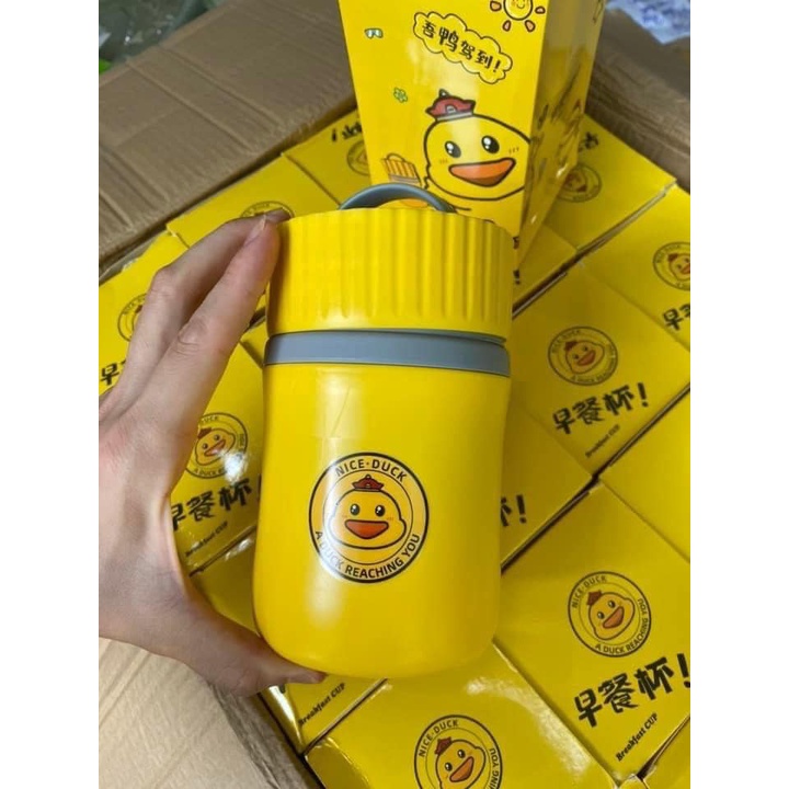 BÌNH Ủ CHÁO, ĐỰNG THỨC ĂN CÓ KÈM THÌA MẪU MỚI VỊT VÀNG CÁ TÍNH