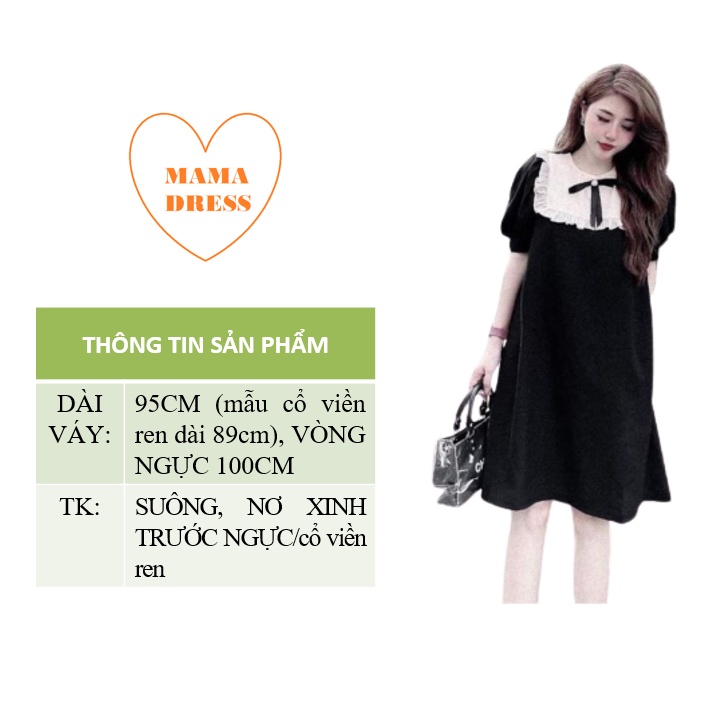 Váy bầu nơ ngực chất lụa thái dáng suông công sở cho mẹ bầu và không bầu hè cực mát