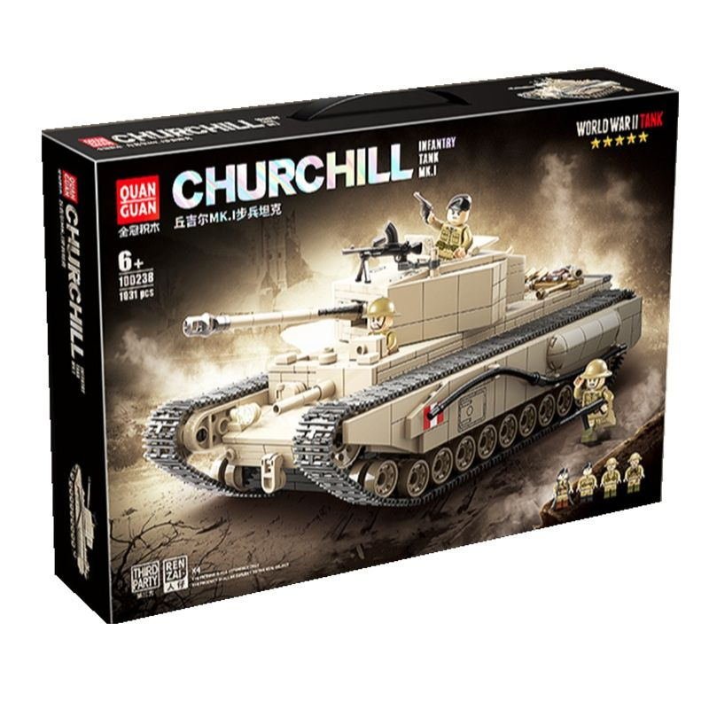 （CÓ SẴN）Đồ chơi lắp ráp mô hinh Quan Guan 100238 CHURCHILL Inaniby Tank MK I