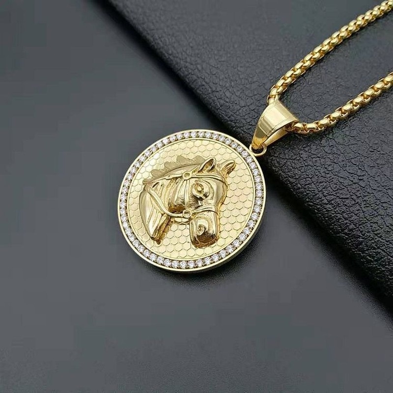 Vòng cổ MặT HìNh Chú NgựA ĐíNh Zircon ThờI Trang Cho Nam