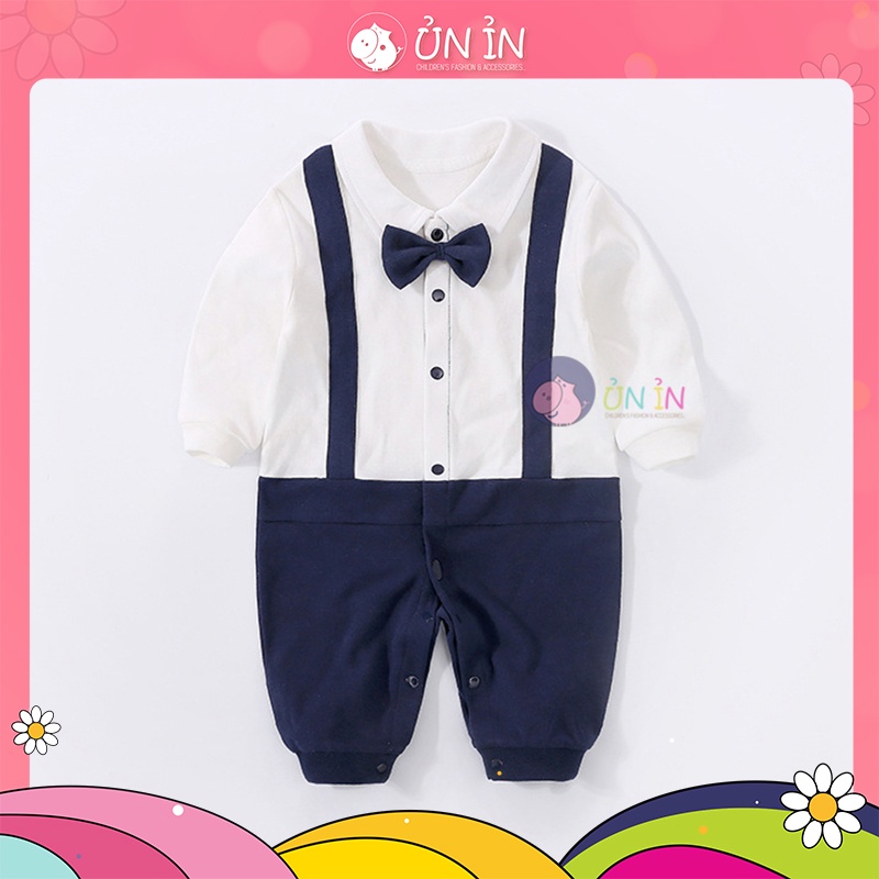 Bộ body bé trai đính nơ xanh đen - S207