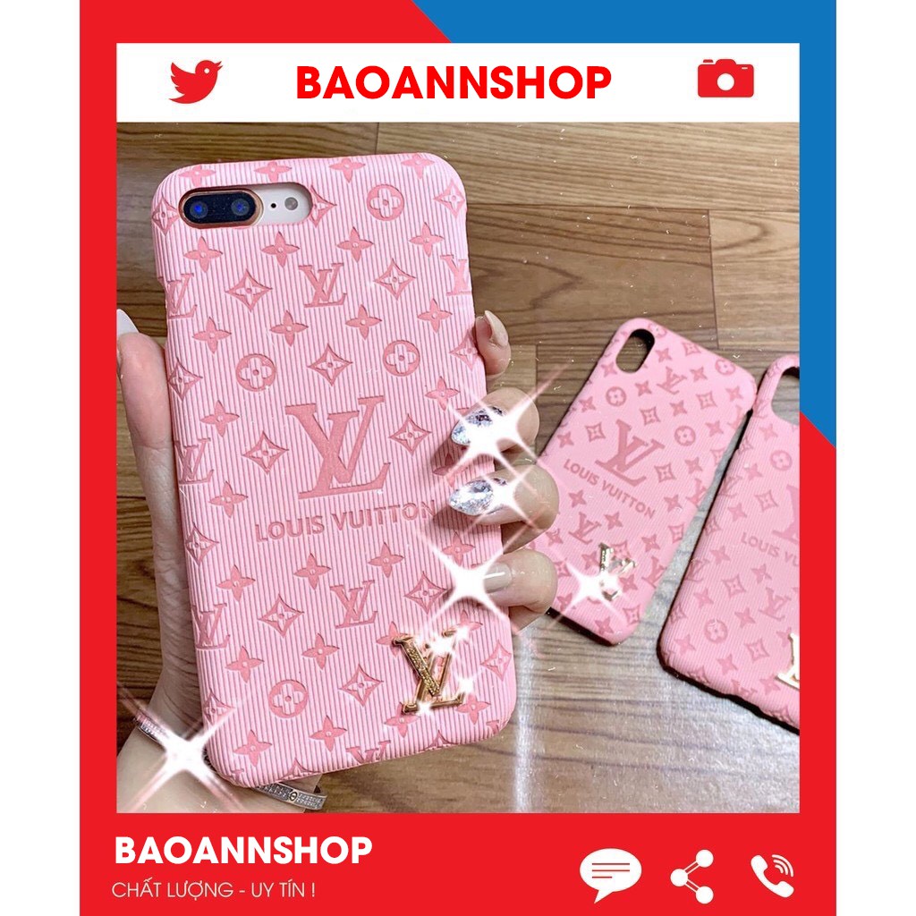 Ốp Lưng iphone - ốp iphone lv siêu phẩm hồng lót nỉ KÈM LOGO LV SANG CHẢNH Full Viền 7/8plus/X-XS/XSMAX/11/12/pro/promax