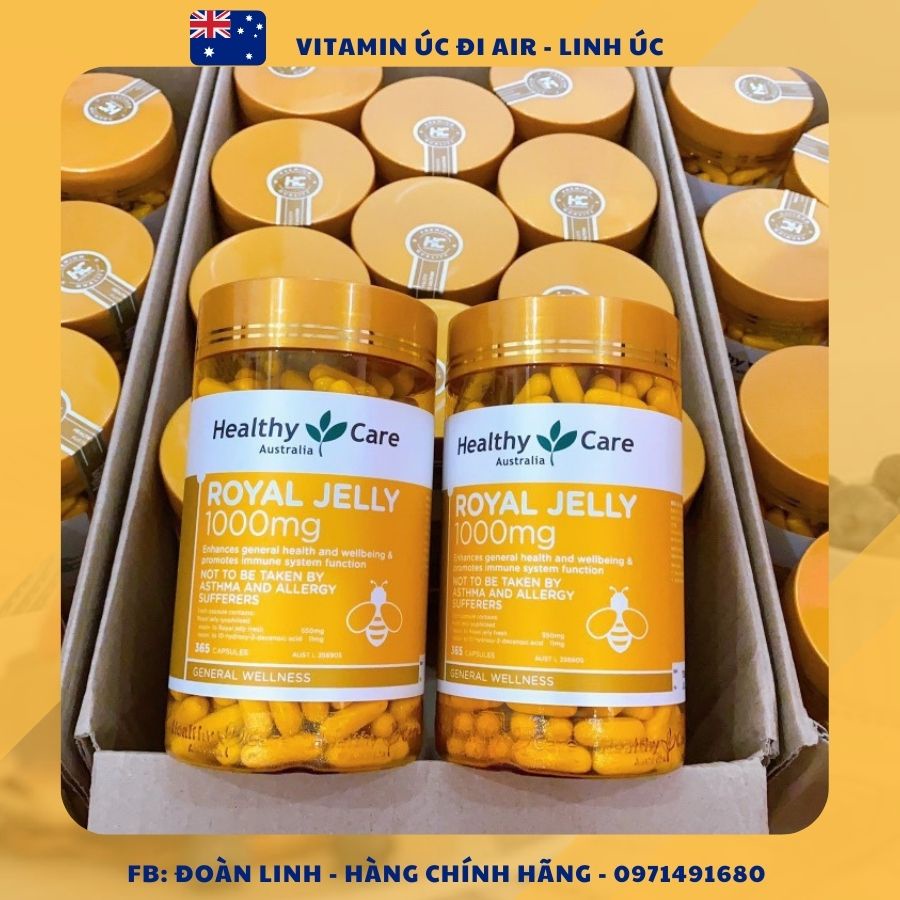 Sữa Ong Chúa Healthy Care Royal Jelly 1000MG 365 viên, Hàng Chuẩn Úc