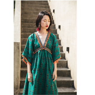 [Kèm feedback] Đầm vintage cổ V cánh dơi Asago