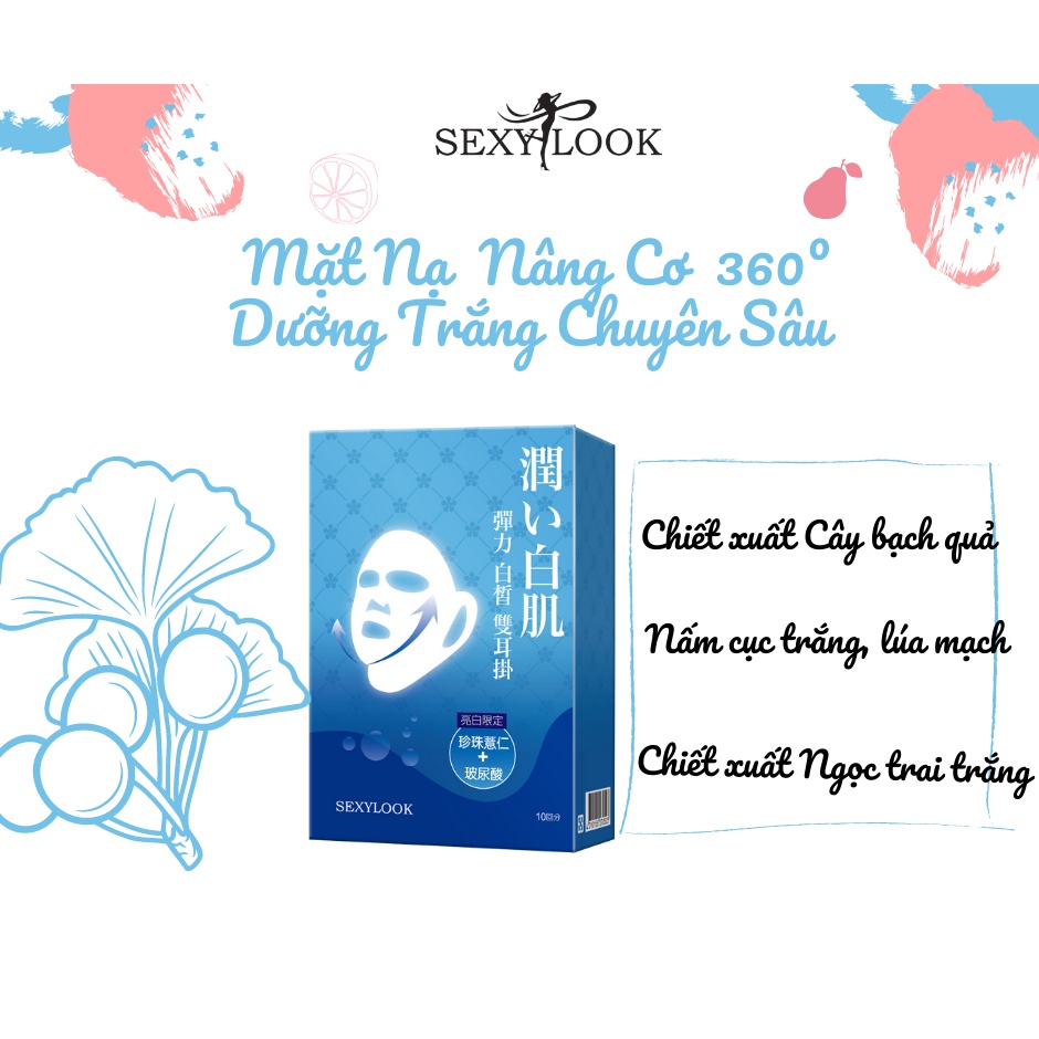 Mặt Nạ Nâng Cơ V Line 360 Sexylook Đài Loan Xanh Dương [HỘP 10 MIẾNG] Dưỡng Trắng Đều Màu Da Mịn Màng Chống Chảy Xệ