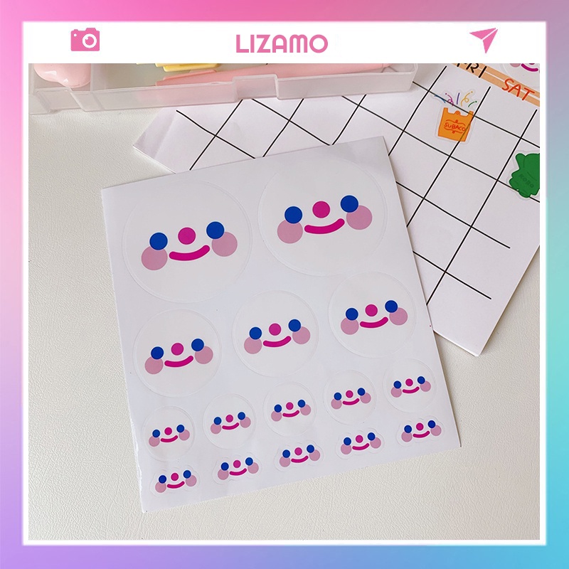 Sticker cute hình mặt cười LIZAMO dễ thương, hình dán sticker hàn quốc trang trí sổ đáng yêu giá rẻ ST161