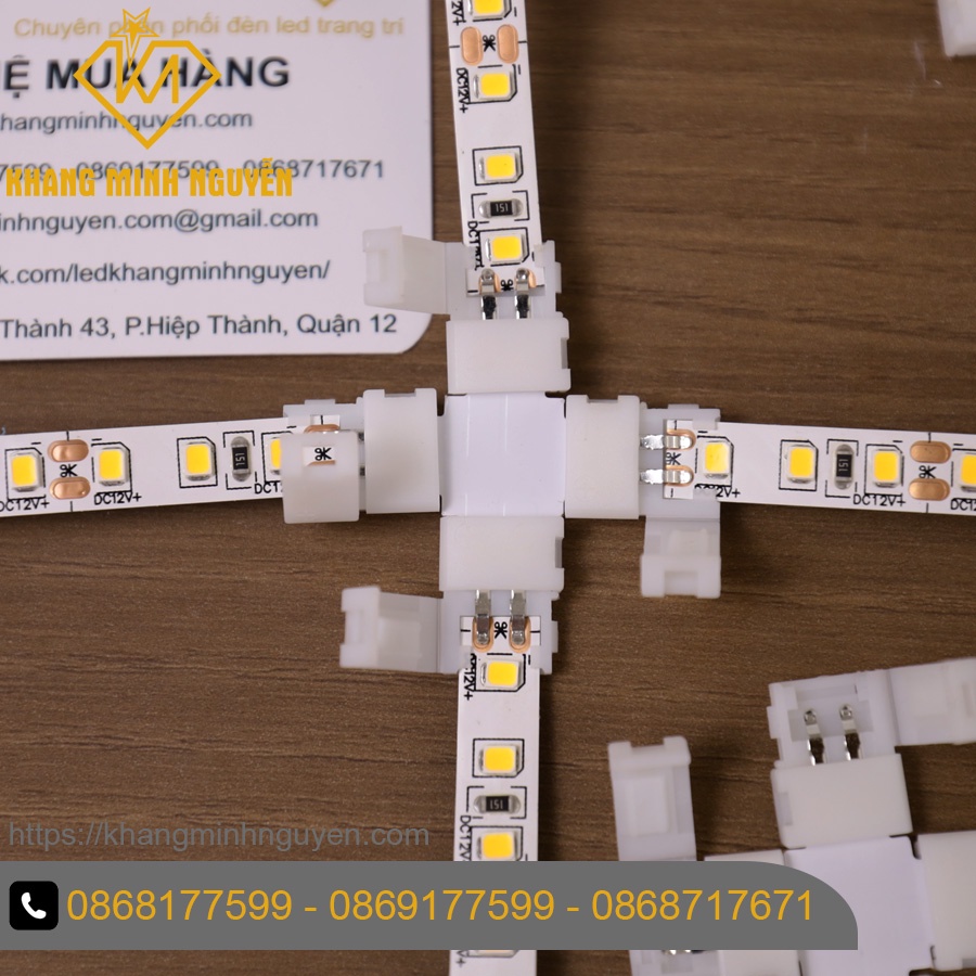 Đầu nối LED, kẹp nối LED dây 5V-12V-24V 2pin - nối thẳng, góc L, ngã 3 chữ T, ngã 4, size 8mm,10mm