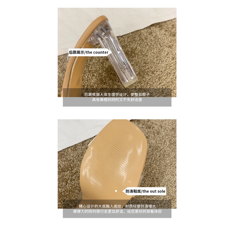 Giày Sandal Cao Gót Quai Trong Suốt Đế Dày Thời Trang Mùa Hè 2022