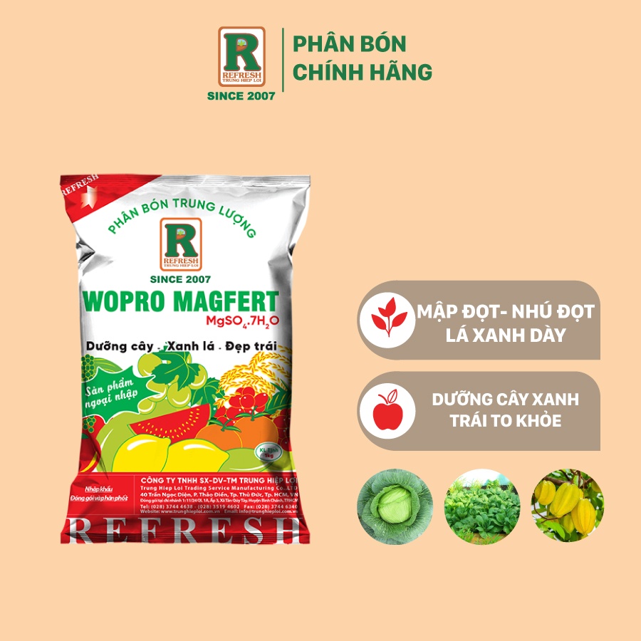 Phân bón Magie sunphat dưỡng cây, xanh lá, tăng sức đề kháng MAGIE PLUS 1KG