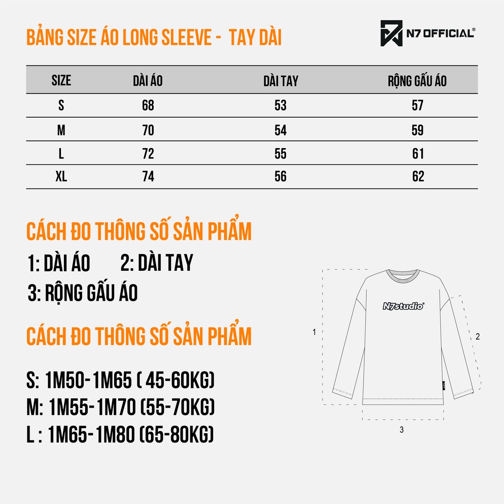 Áo thun dài tay N7 Studio Long Sleeve basic nam nữ form rộng Local Brand