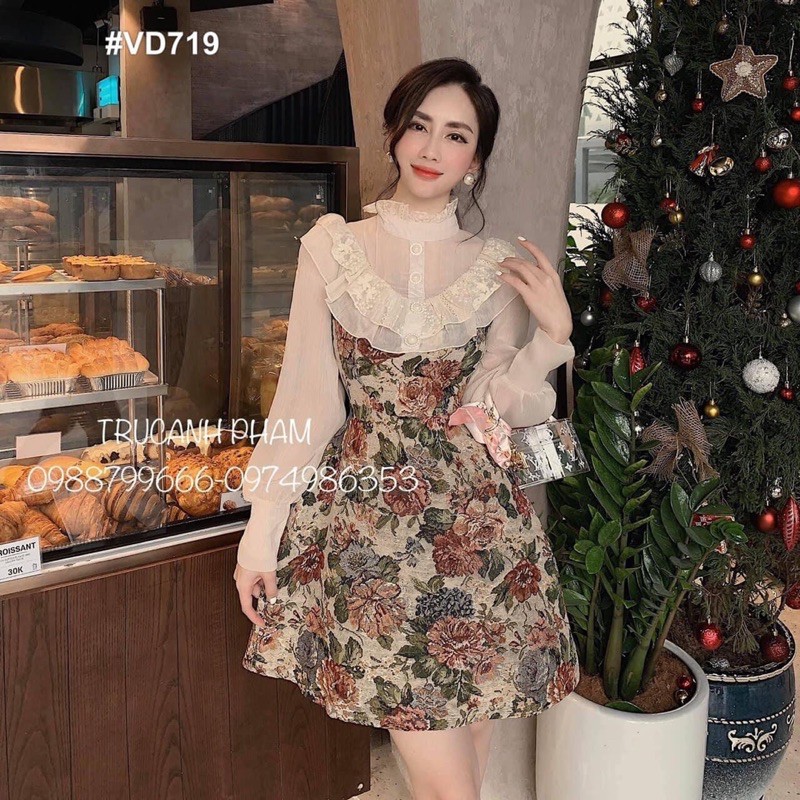 Váy gấm xoè 2 chi tiết