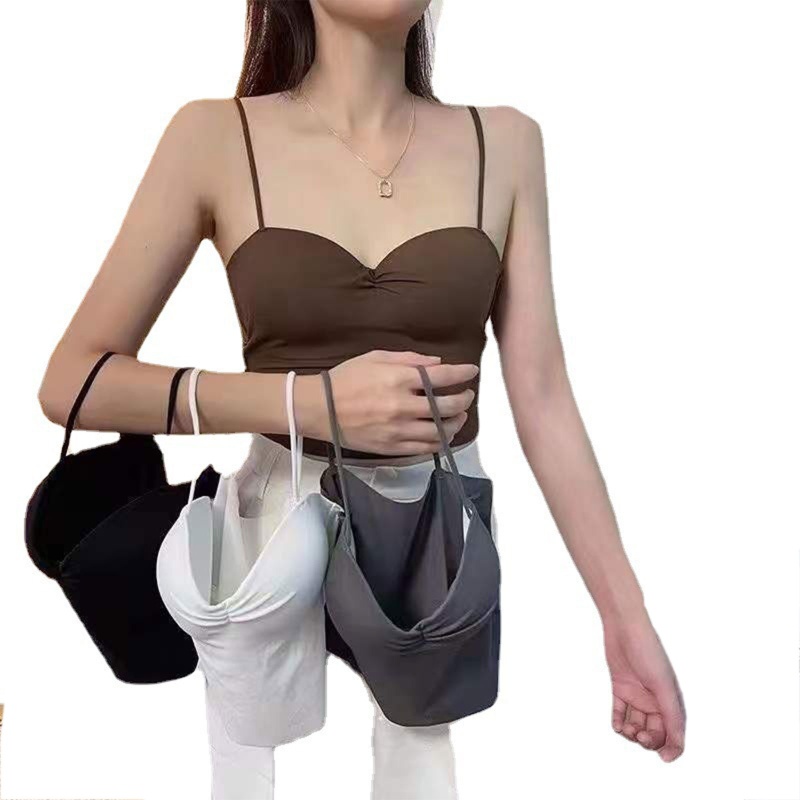 Brroa Áo Lót Ống Ôm Sát Màu Trơn Hở Lưng Có Mút Đệm Thời Trang Mùa Hè Cho Nữ