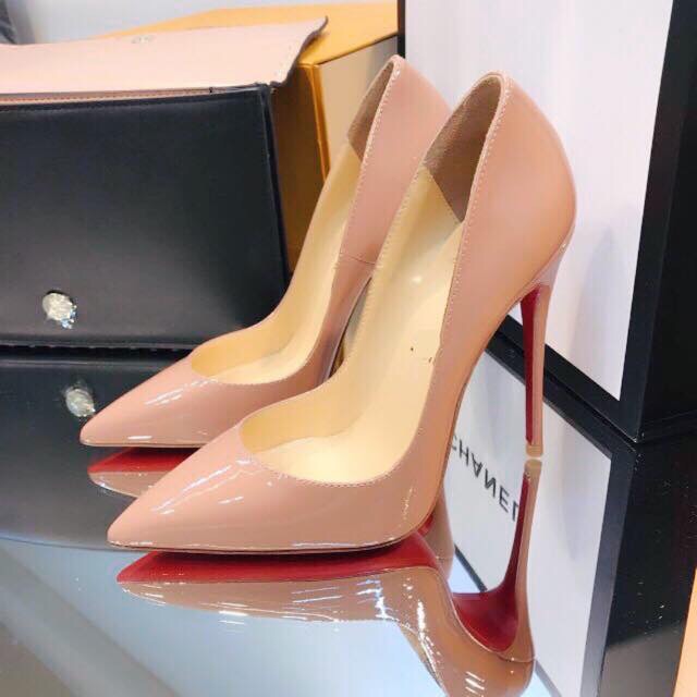 Giày cao gót đế đỏ loubouti nude 9-11p