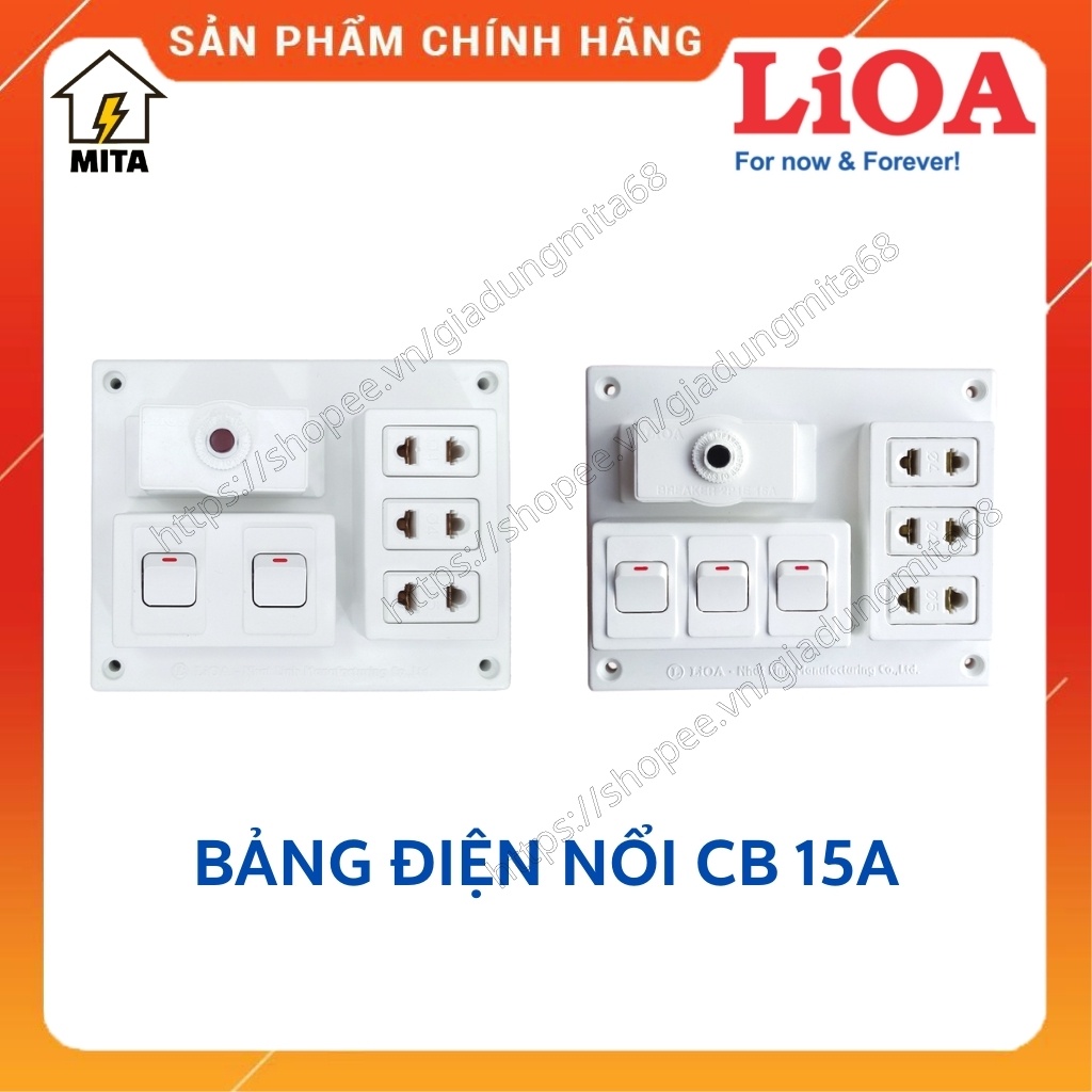 Bảng Điện Nổi LiOA 15A Có 3 Ổ Cắm + 2/3 Công Tắc - Bảng Điện Lắp Nổi - MITA