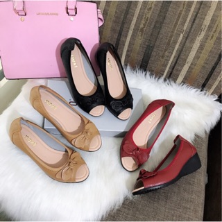 [Nhập FSSMAY2 giảm 15% cho đơn hàng 5000k]Giày búp bê đế xuồng nữ cao 4-5cm, phối nơ