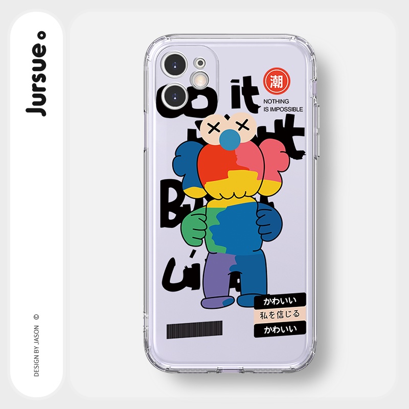 Ốp lưng JURSUE mềm chống sốc hoạt hình dễ thương đẹp cho iPhone 13 12 11 Pro Max SE 2020 X XR XS ip 8 7 Plus kute Y1757