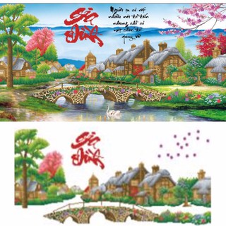 Tranh đính đá Nổi kim cương ABC phong cảnh gia đình YN2070