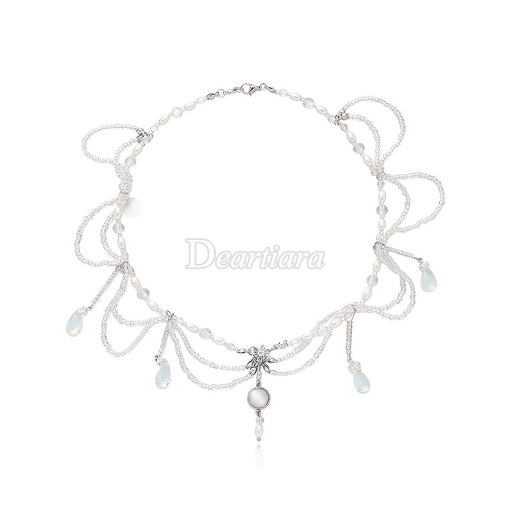 Vòng cổ tự làm đính ngọc trai giả