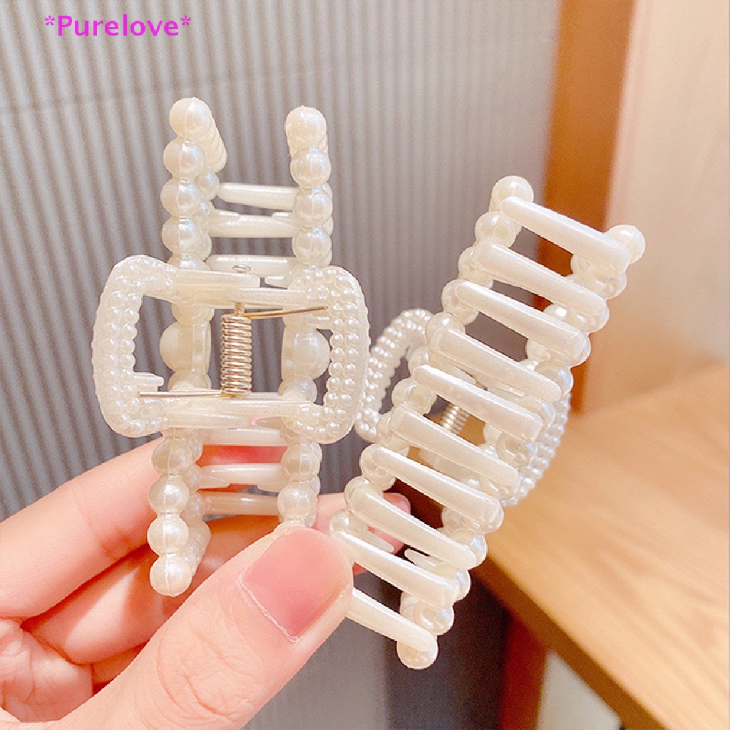 Kẹp Tóc Càng Cua Đính Ngọc Trai Acrylic Kích Thước Lớn Dành Cho Trang Điểm Mới