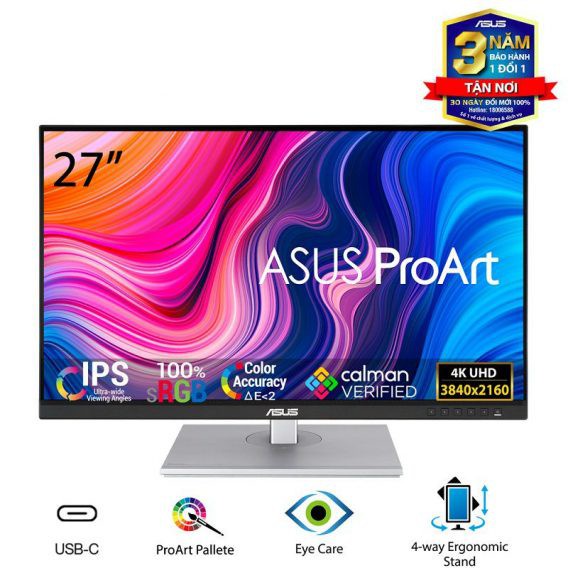 Màn hình máy tính Asus ProArt PA279CV/ 27inch 4K IPS/ USB-C - Bảo hành 36 tháng chính hãng