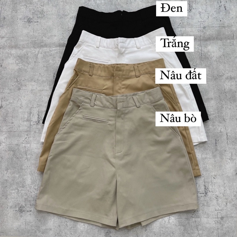 Quần Short Nữ Quần Sooc Nữ Kaki Lưng Cao Túi Mổ Phong Cách Hàn Quốc
