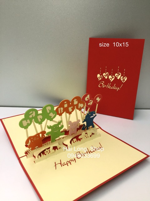 Bầy thú cầm bóng - sinh nhật - Birthday  - Thiệp 3D | BigBuy360 - bigbuy360.vn