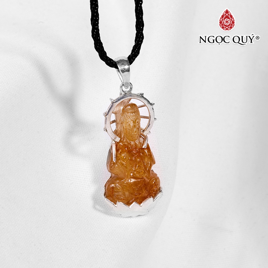 Mặt Dây Chuyền Phật Bà Quan Âm TA Tóc Vàng - Ngọc Quý