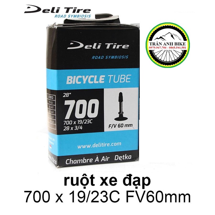 Ruột xe đạp Deli Tire 700x19-23c 60mm van pháp - van hạt gạo