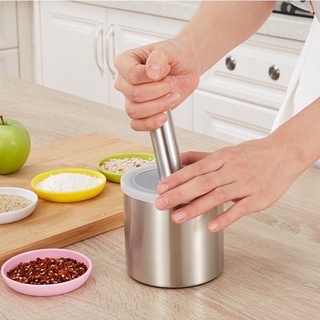 Bộ chày cối inox Sus 304 kèm nắp hàng 2 lớp nặng 1,5kg