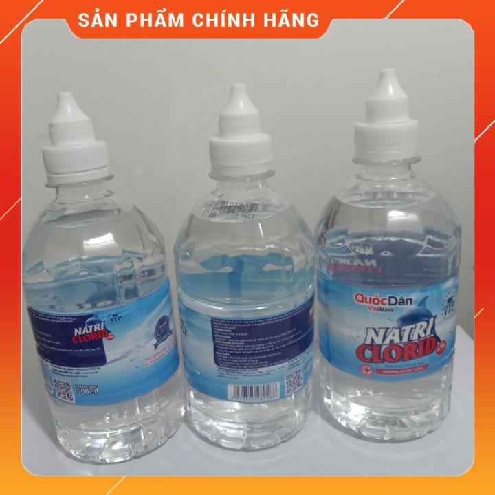 Nước Muối Sinh Lý Quốc Dân Natri Clorid 0.9% Dung Tích 500ml/Lọ Kháng Khuẩn Và Làm Sạch Mũi Họng