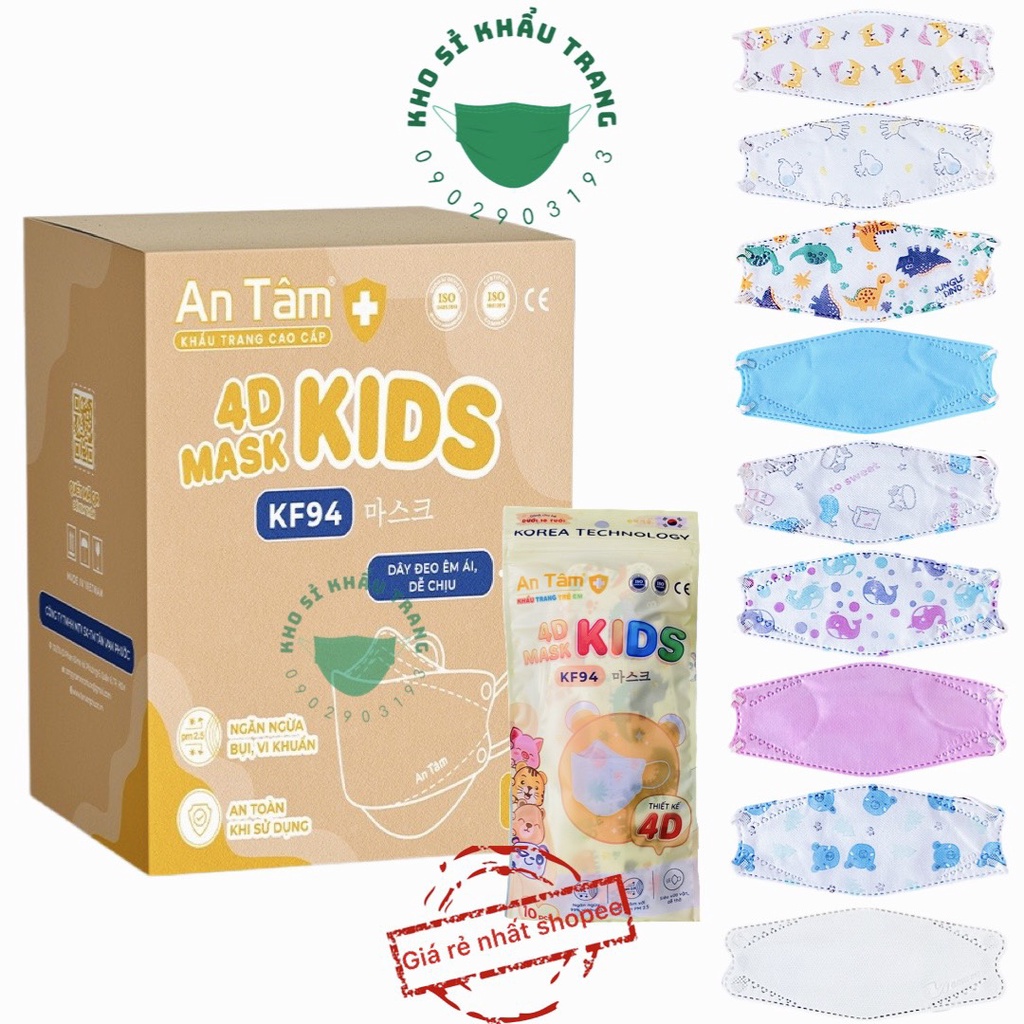 Nguyên thùng 300 cái khẩu trang KF94 kids An Tâm