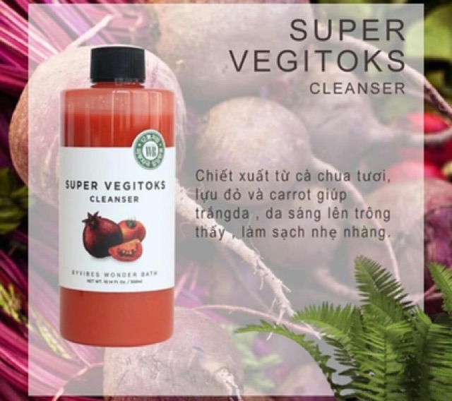 Sữa rửa mặt rau củ thải độc Super vegitoks cleanser Wonder bath Full size - 300 ml chính hãng Hàn Quốc