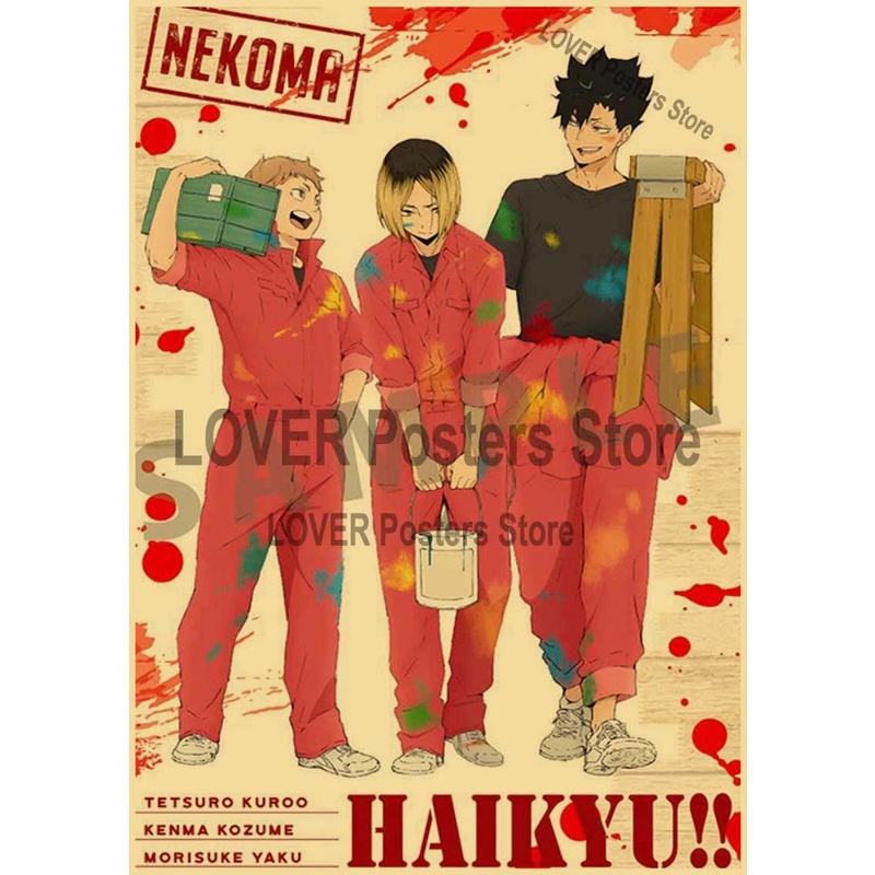 Tranh Treo Tường Hình Cầu Thủ Bóng Chuyền Haikyuu Poster Phim Hoạt Hình Nhật Bản