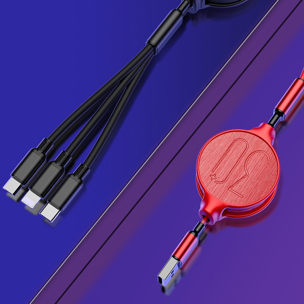 Dây Cáp Sạc Nhanh Usb Loại C 3a 3 Trong 1 Tiện Dụng Cho Iphone / Android